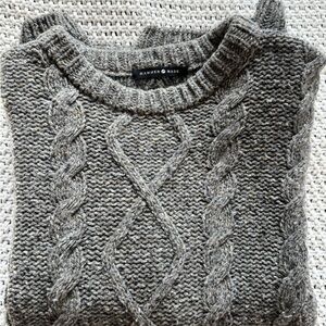 Hammer Made Men's Gray Cable Knit Crewneck Sweater